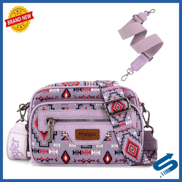 Handbags - Aztec Crossbody Bag Adjustable Straps Multiple Pockets Boho Chic Purse